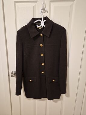 St. John Classic Brown Two Pieces Knit Jacket And Pants 100% Wool
